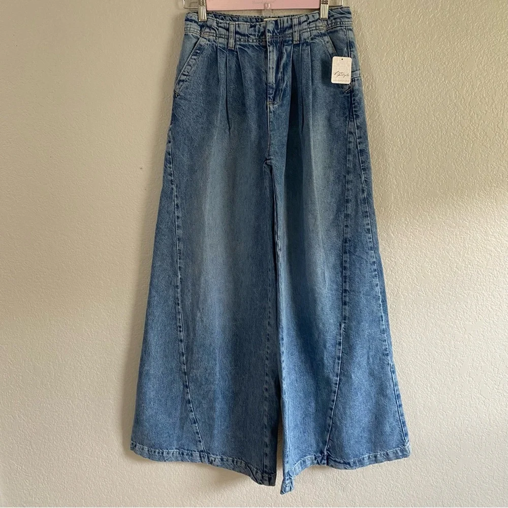 Free People We the Free Equinox Denim Trousers Jeans - Picture 2 of 8